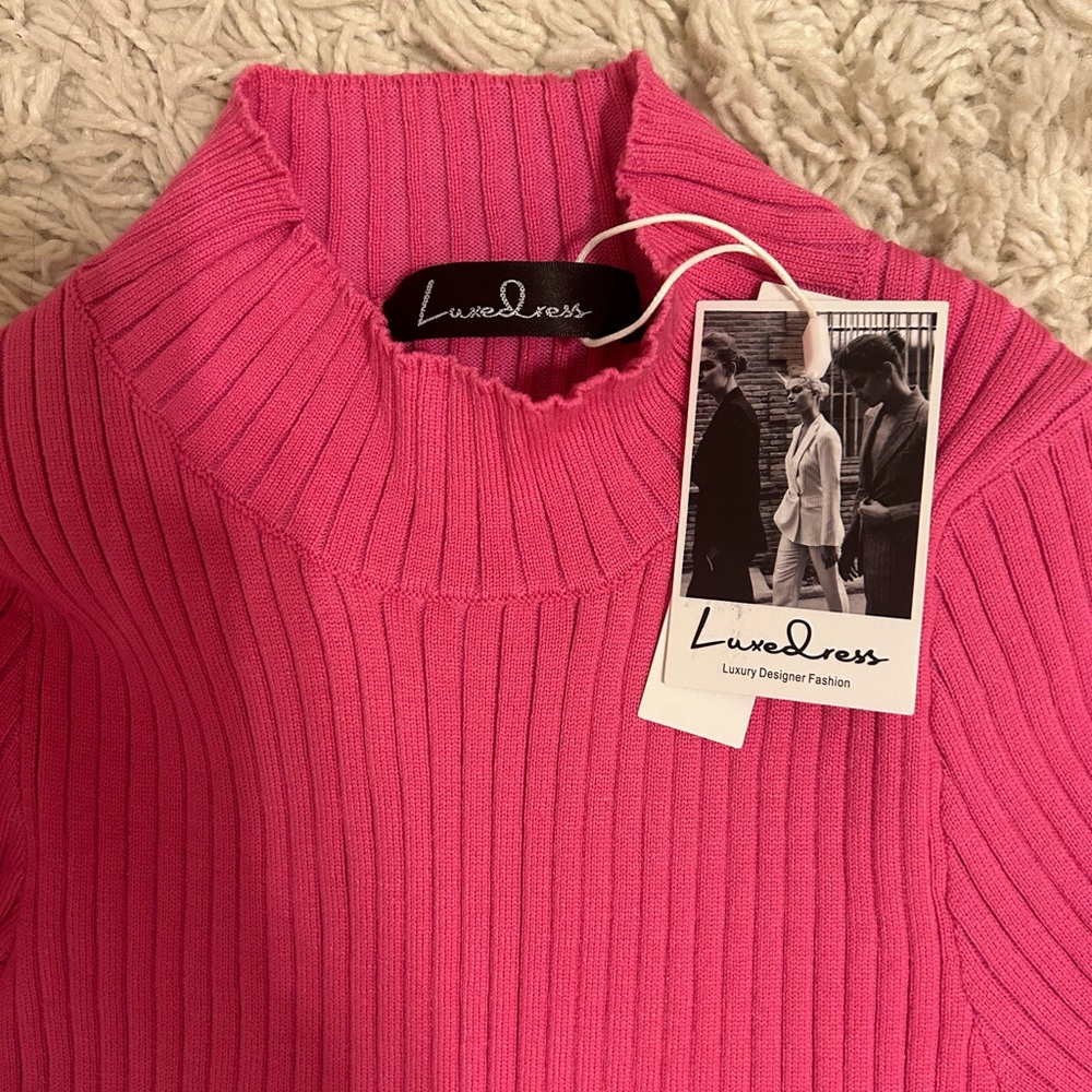 Pink Ribbed Midi Dress - Picture 2 of 2